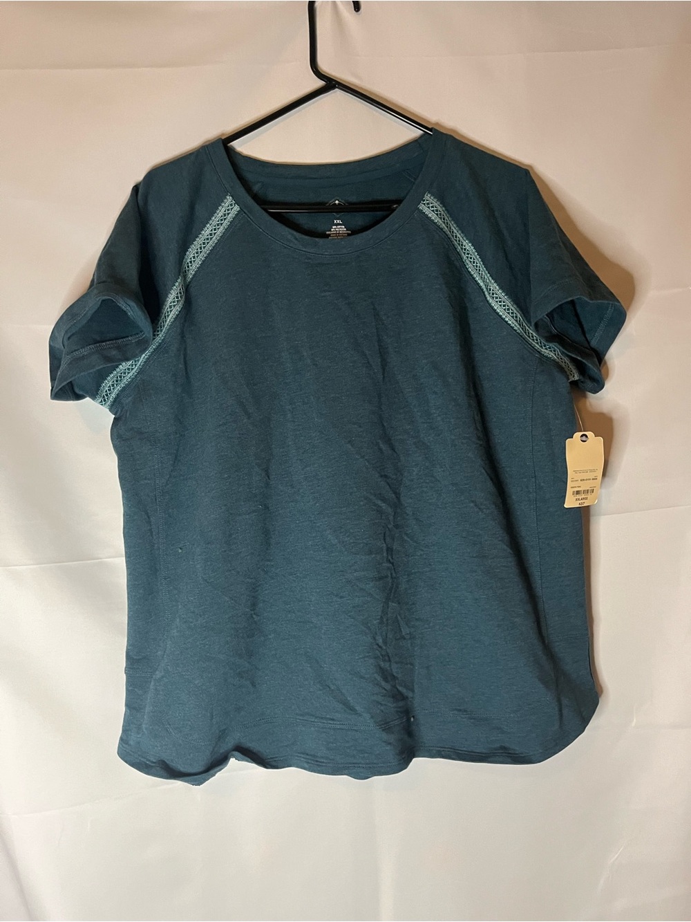 St. John's Bay Short Sleeve Crewneck Tee in Teal with Light Teal Trim